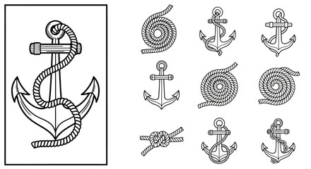 Collection of nautical anchor icons. © khusnul