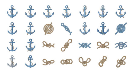 Collection of nautical anchor icons. © khusnul