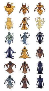 Collection of fantasy creatures illustrations.