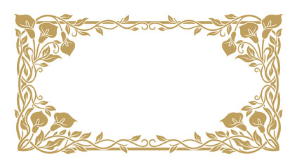 Decorative floral golden frame with leaves and berries ornate border element