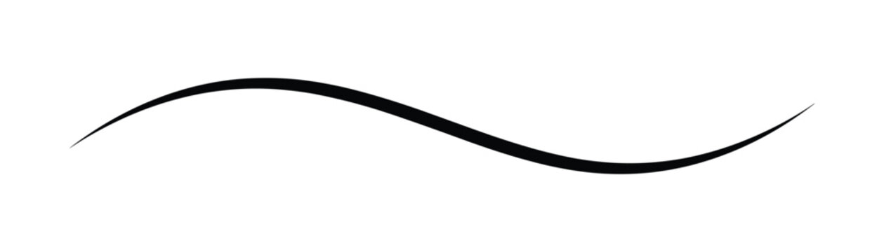 Elegant black wavy line with a smooth curve on transparent background