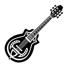 Fototapeta premium electric mandolin musical instrument icon silhouette illustration for modern string music performance design