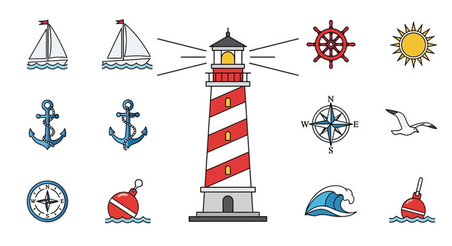 Lighthouse nautical navigation aid tower.