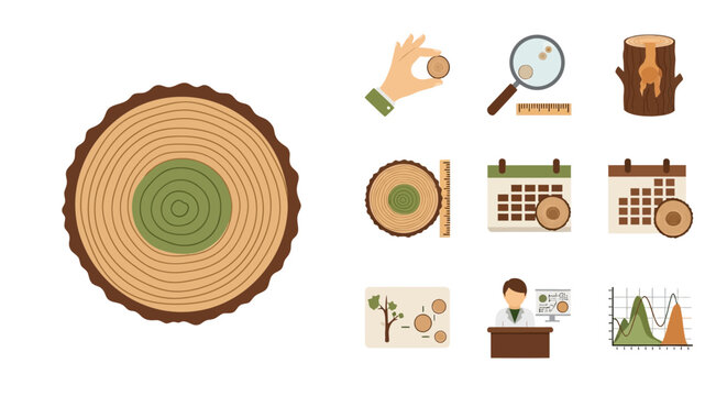 Tree Stump Cross Section Illustration.