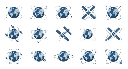 Satellite icons around the globe. © Rifky