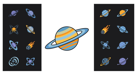 Saturn Planet with Ring System Illustration. © Rifky