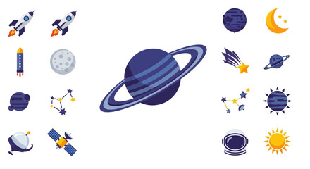 Saturn planet with ring system. © Rifky