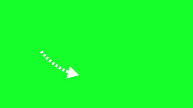 Professional white arrow animation with green screen background in 4K UHD, designed for call to action cues, tutorials and digital presentations