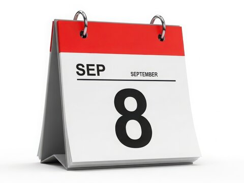 A close-up view of a calendar page showing the date september 8th
