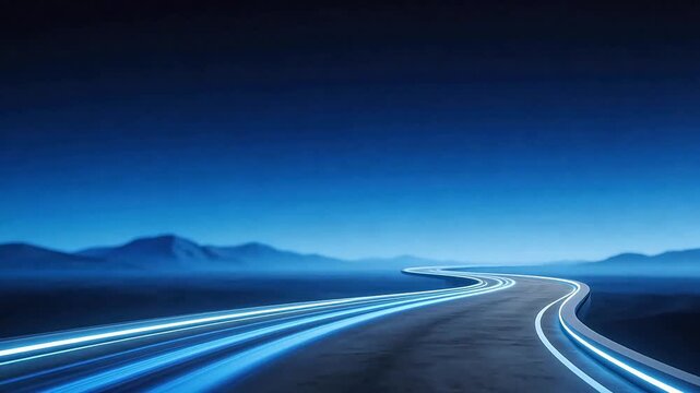 Abstract glowing road in night landscape