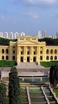 Iconic Yellow Museum and Public Gardens in S&atilde;o Paulo