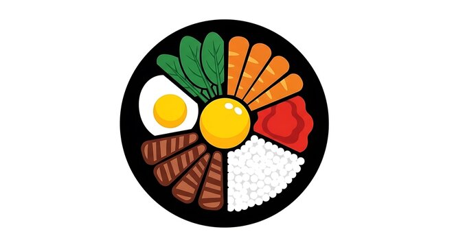 Colorful food plate illustration.