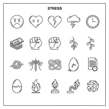 Stress concept with various icons.