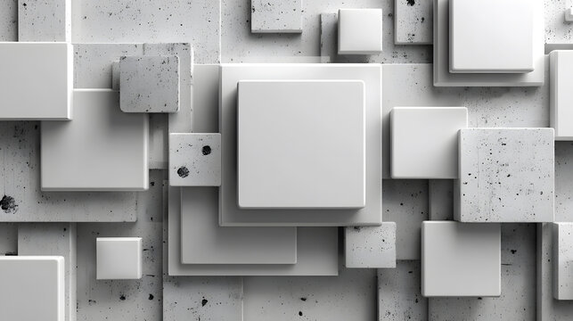 Abstract geometric background square wall pattern minimal concrete texture modern design depth 3d render creative composition detail