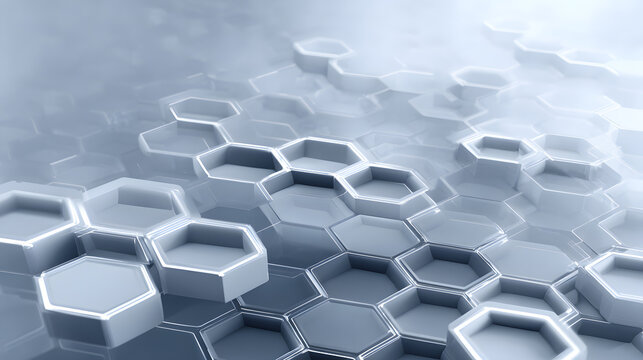 Abstract honeycomb pattern cool misty blue 3d hexagon background geometric design modern technology texture metallic surface depth futuristic structure digital art calm atmosphere