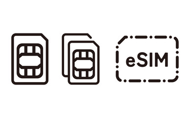 esim、simカードのアイコン素材セット © y13991