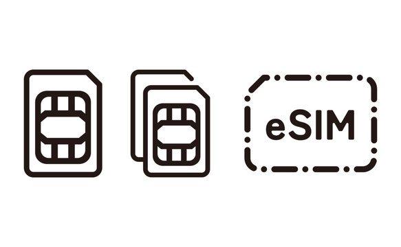 esim、simカードのアイコン素材セット