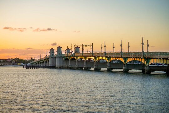 Bridge of Lions at Sunset Over the Matanzas River, St. Augustine, Florida