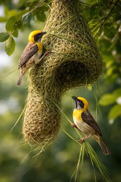 Nature Wildlife &ndash; Baya Weaver Birds Crafting Nest