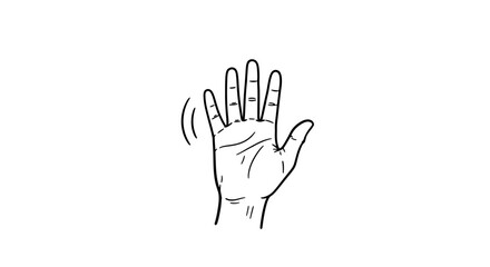 Fototapeta premium Outlined hand waving gesture isolated on white background copy space vector