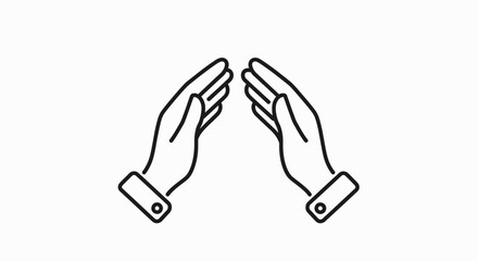 Fototapeta premium Outlined hands icon vector illustrating interaction and communication