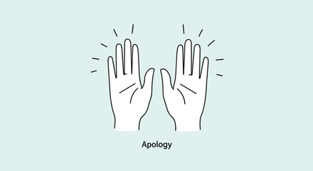 Fototapeta premium Outlined hands gesturing up with shining lines against a pale backdrop