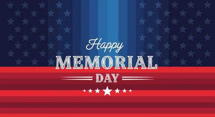 Happy Memorial Day Greeting Card with Patriotic American Flag Stars and Stripes Background © ZIIZE STUDIO