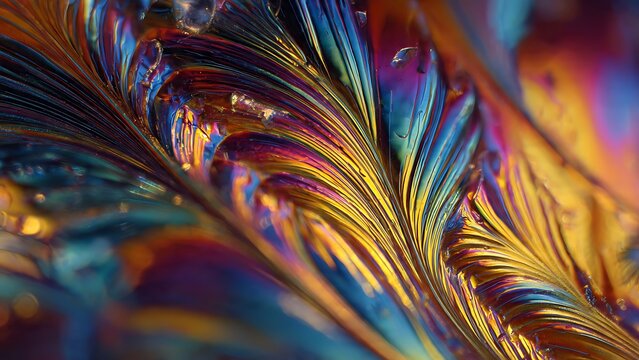 Abstract polarized light interference pattern with colorful fluid texture background