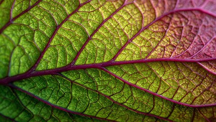 Obraz premium Leaf surface macro with vein network and wax texture natural botanical background