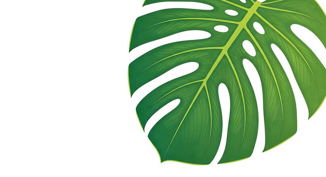Monstera Deliciosa Leaf Closeup Shot.
