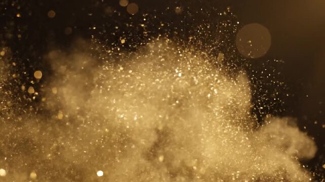 Glittering Gold Dust Particles Floating.