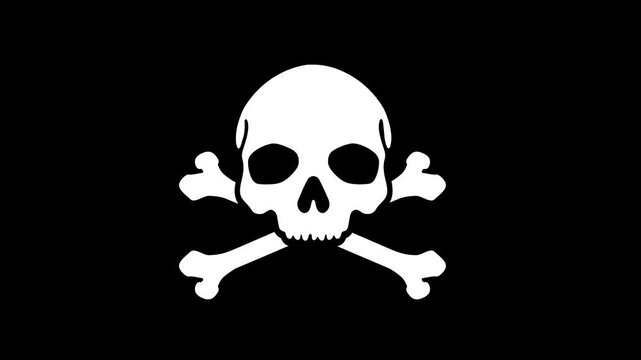 Animated Skull and Crossbones, Transparent background. 4K resolution