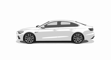 Obraz premium Modern white sedan isolated on white background automobile design concept