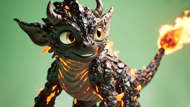 Small dragon figurine breathing fire.