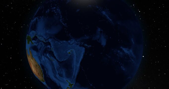 American Samoa on the Globe. Zoom into the country with the Earth spinning in space. High detail physical world map with American Samoa on it. Elements of this animation furnished by NASA.