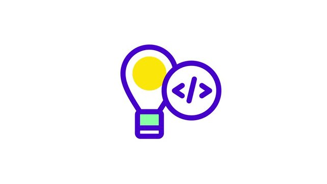 Innovative ideas or creative concepts combined with a code symbol to represent the secure protection of intellectual property and digital inventions