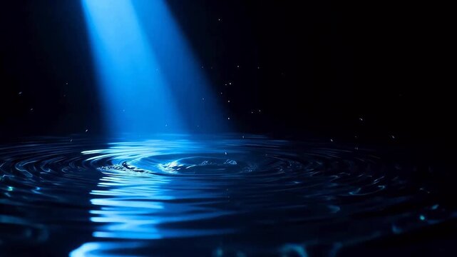 Water droplet creating ripples in a dark setting