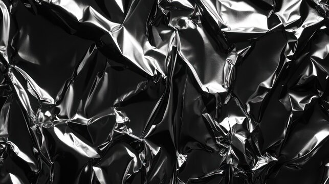 Wrinkled black metallic foil texture