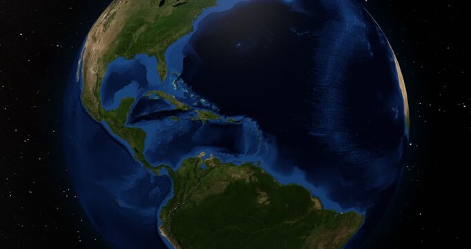 Anguilla on the Globe. Zoom into the country with the Earth spinning in space. High detail physical world map with Anguilla on it. Country view animation. Elements of this image furnished by NASA.