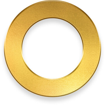 Golden 3D circular map marker icon for travel destination and location