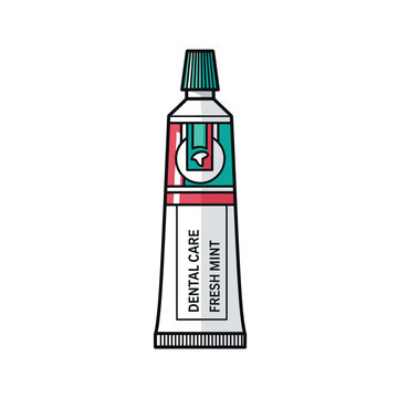 Dental care fresh mint toothpaste tube isolated on a white background.