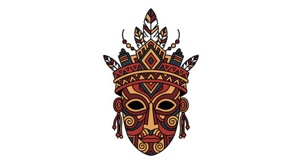Naklejka premium Decorative tribal mask with feathers.