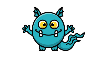 Obraz premium Smiling cartoon blue monster character.