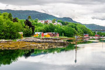 Obraz premium Sailing, Norwegian Sea, Alesund, Hjorundfjord, Finnmark, Norway, Arctic town, Norwegian fjords
