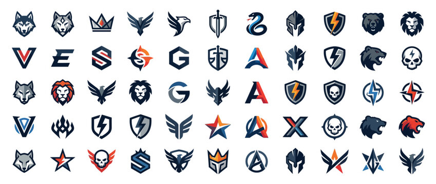 Collection of various sports team logos.