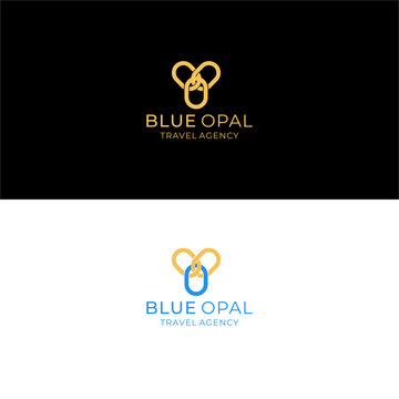 Blue Opal Travel Agency Logo Design.