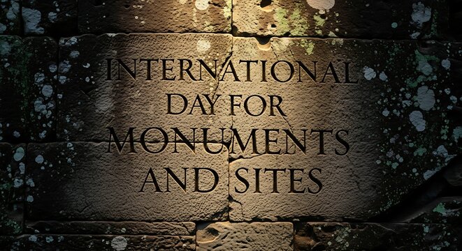International day for monuments and sites with ancient stone texture
