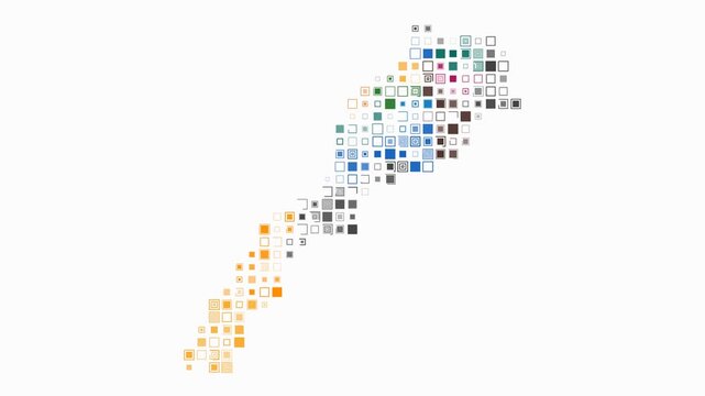 Morocco animated country shape. Pulsating colored dots on the map of the country. Large size square blocks. Digital style Morocco map on white background. Artistic animation video.