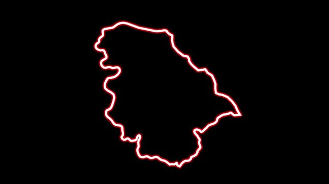 Jammu Kashmir map outline animation, India union territory border glow, neon map stroke animation, geographic outline motion, red glowing map animation, location boundary highlight