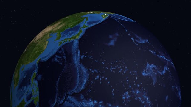 3D Earth Animation Zooming into Tehran Iran with Geographic Labels